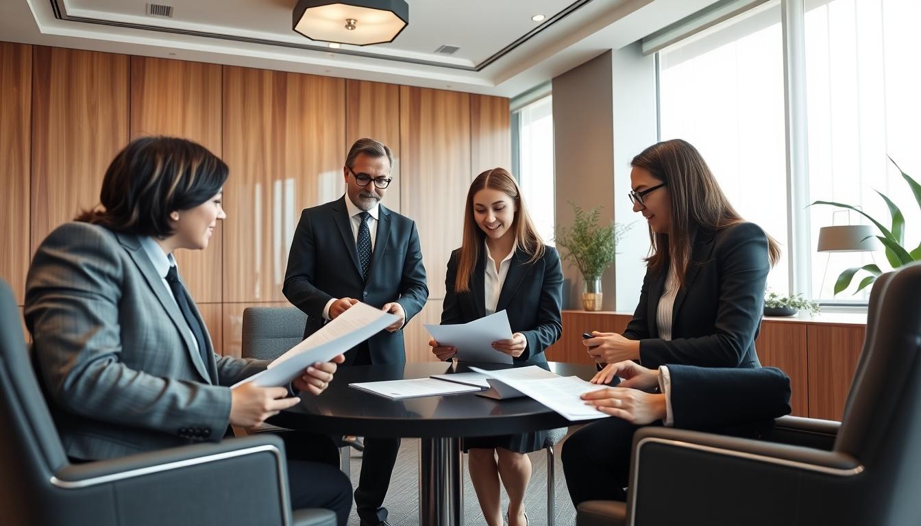 Family reviewing legal documents